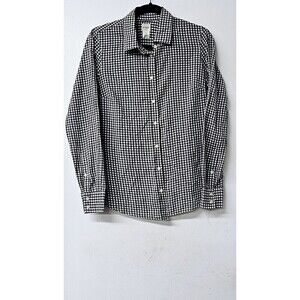 J CREW The Perfect Shirt Black White Plaid Long Sleeve Button-Up Women Shirt XS